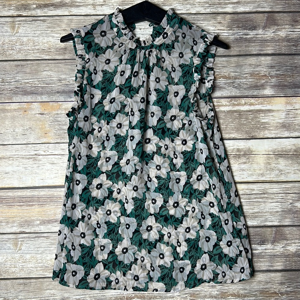 Who what wear floral sleeveless blouse 100% polyester size medium